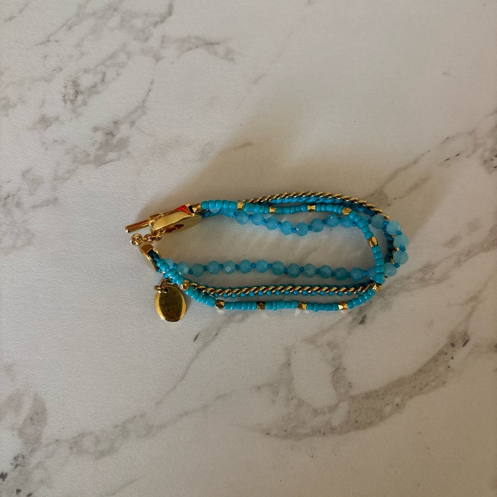 Henri Bendel New York Multi Strand Mixed Metal and  Beaded Bracelet